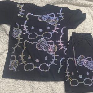 Hello Kitty Black T-Shirt and Shorts Set